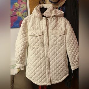 Lucky Brand Quilted Shirt Jacket with Removable Hood